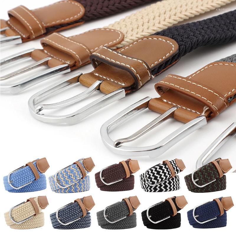 

Belts Women Multi-colored Belt Student Pin Buckle Woven High Quality Elastic Expandable Braided Stretch Waist Strap For JeansBelts, Black