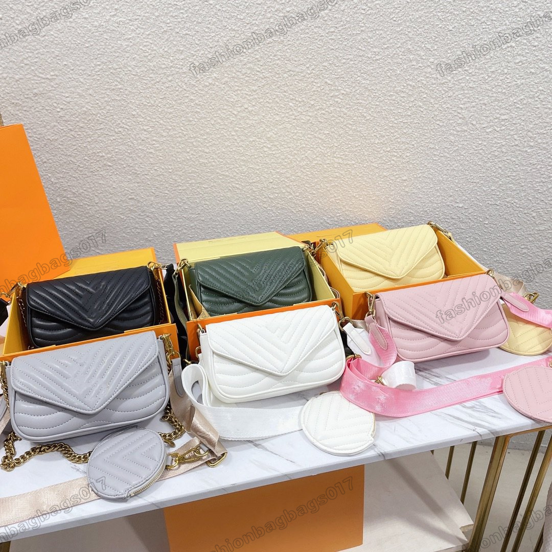 

New Wave Multi Pochette Designers Chain Bag 2 sets Quilted Cowhide Leather Metal Logo Magnetic Flap Bag Luxurys Cross Body with Round Coin Purse