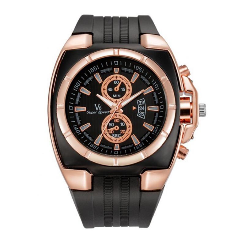 

Wristwatches Selling Business Watch Men Fashion Big Dial Sports Adjustable Silicone Strap Analog Quartz Wrist Gift, Rose gold