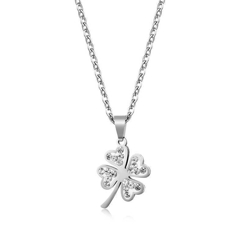 Women's Crystal Four Piece Clover Pendant Necklace, Stainless Steel, Luxurious, Exquisite, Wedding-image-747303850
