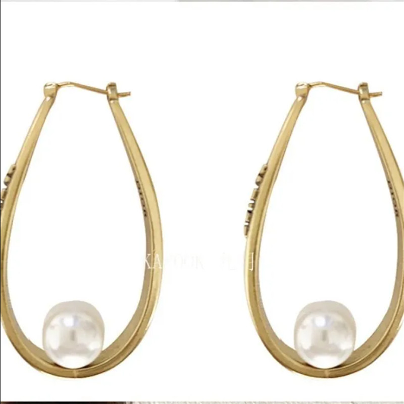 D Home Perle rétro Eore Ear Style Oreilles Moucles d'oreilles en lettres dorées en lettres d'oreilles en argent 925 boucles d'oreilles à broches