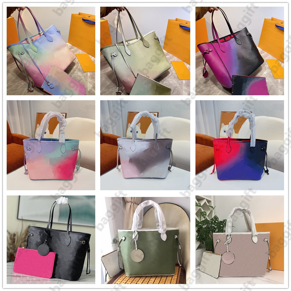 

Women MM Totes Luxurys Medium Shopper Bag Leather Canvas Handbags Lady Designer sunset kaki Midnight Fuchsia Spring in the City 2Set Purse Pouch Wallet M46103 M59859, No bag;balance fees