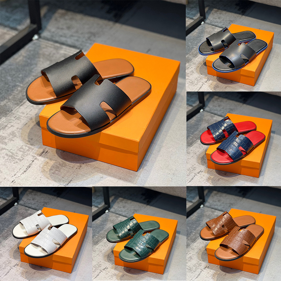 

Designer Men Slipper Boys Fashion Paris Slides Oran Heritage Calfskin Sandals High Quality Izmir Flip Flop Man Large, Color 4