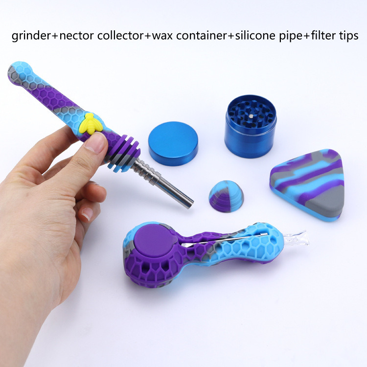 

5 IN 1 Nector collector Pipe Set Grinder and Silicone Pipes for smokeshop