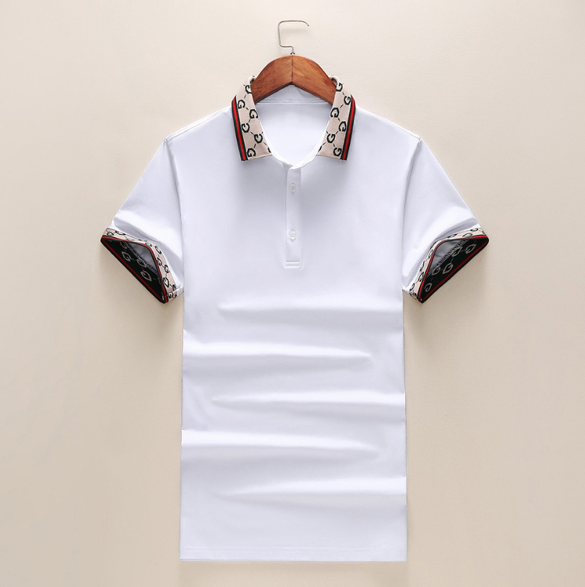 

t designer stripe polo shirt shirts snake polos bee floral mens High street fashion horse polo luxury FMGT, White
