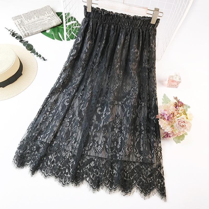 

Skirts Women Pleated Skirt Lace Party Two Side Wear Velvet Long Faldas Mujer Midi Saias Warm Plus Size Bottoms Jupe Femme, Army-green skirt