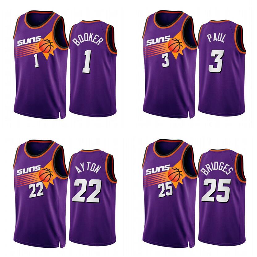 

Basketball Jersey Devin Booker Deandre Ayton Chris Paul Mikal Bridges 2022-23 new season Men Youth city jerseys in stock Purple, With logo