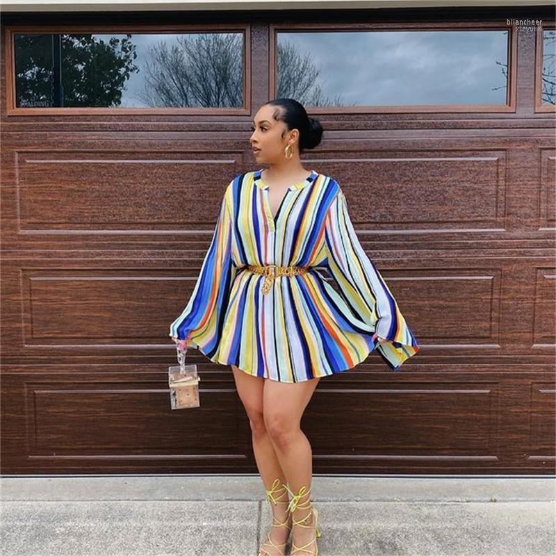 

Casual Dresses Women Dress Long Sleeve Stripe Print Loose Sexy Night Club Wear Fashion Autumn Girls Street, White