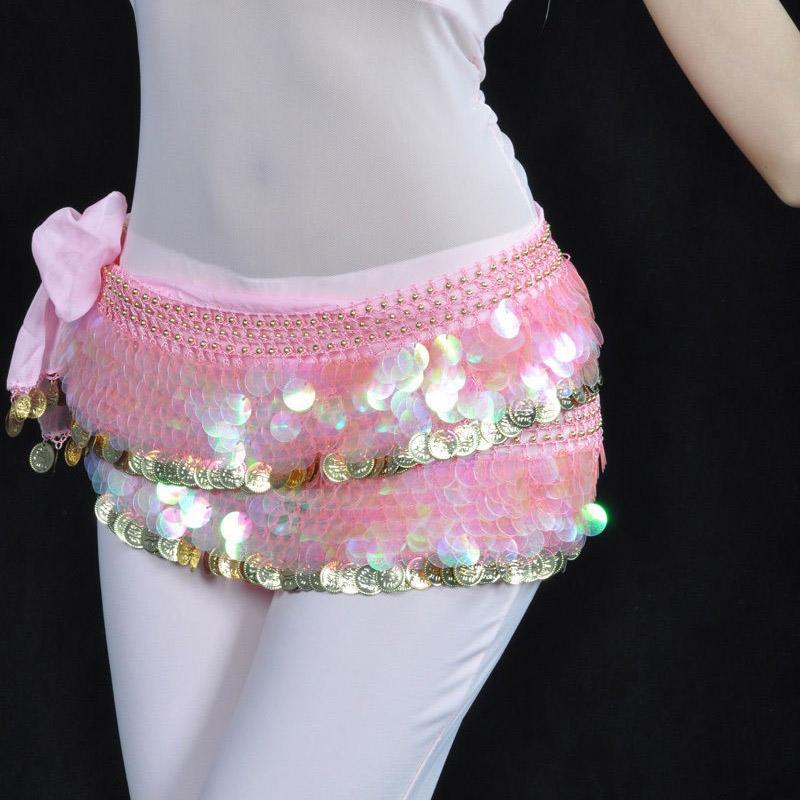 

Stage Wear Belly Dance Dancing Hip Scarf Belt Dancer Costume Sequins 220pcs Coins Golden 10 ColorsStage, Black