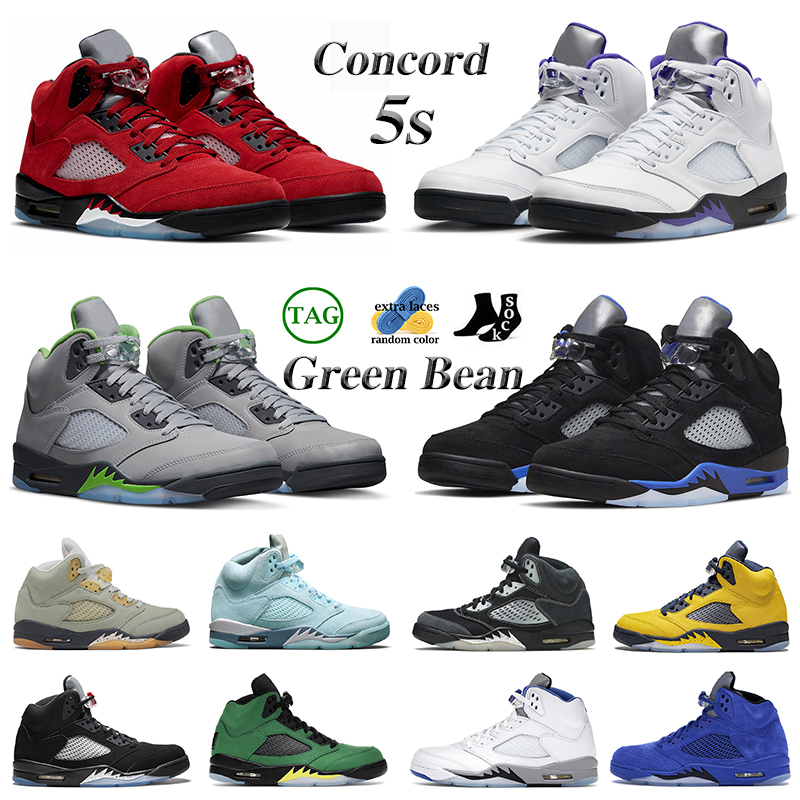 

5 5s concord men basketball shoes mens Green Bean Racer Blue bird Oreo Raging Red UNC Aqua Jade Horizon Fire Alternate Bel Sail Metallic sports sneakers, 15