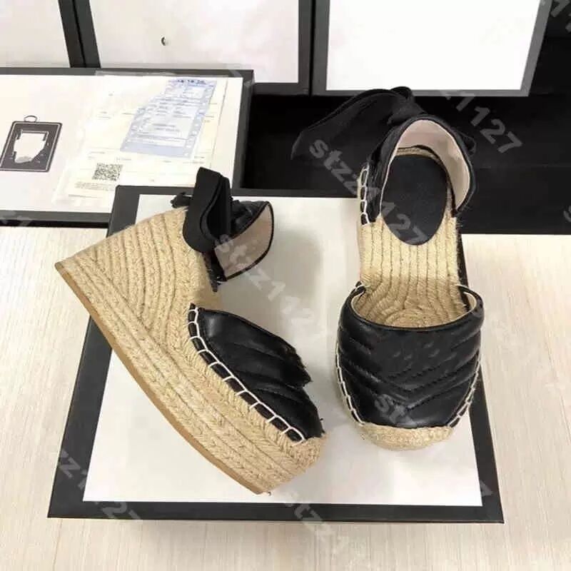 

2022 high-heeled sandals thick bottom light twine braided cross strap fisherman shoes designer wild wedge comfortable canvas mjh34-42, Red