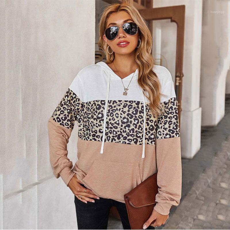 

Autumn Leopard Sweatshirt Women Long Sleeve Pocket Hoodie Female Loose Winter Print Hooded Ladies Women' Hoodies & Sweatshirts, Gray