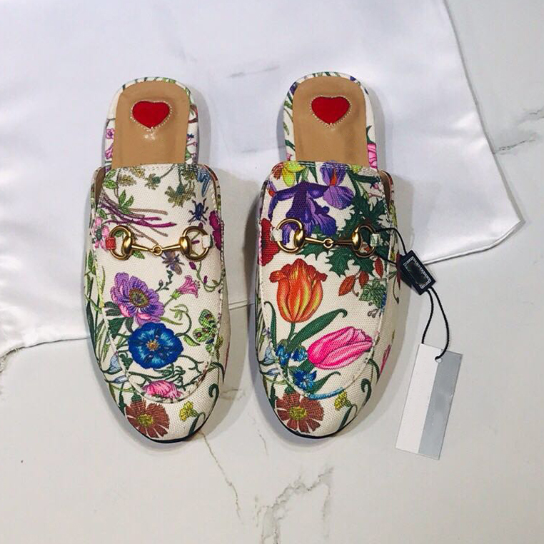 

Lastest Mules mens loafers shoes Women Princetown Fur Slippers Flats Chain Multicolor Mules 100%Genuine Leather Classic embroidered slipper With Box NO 14, Blue tiger