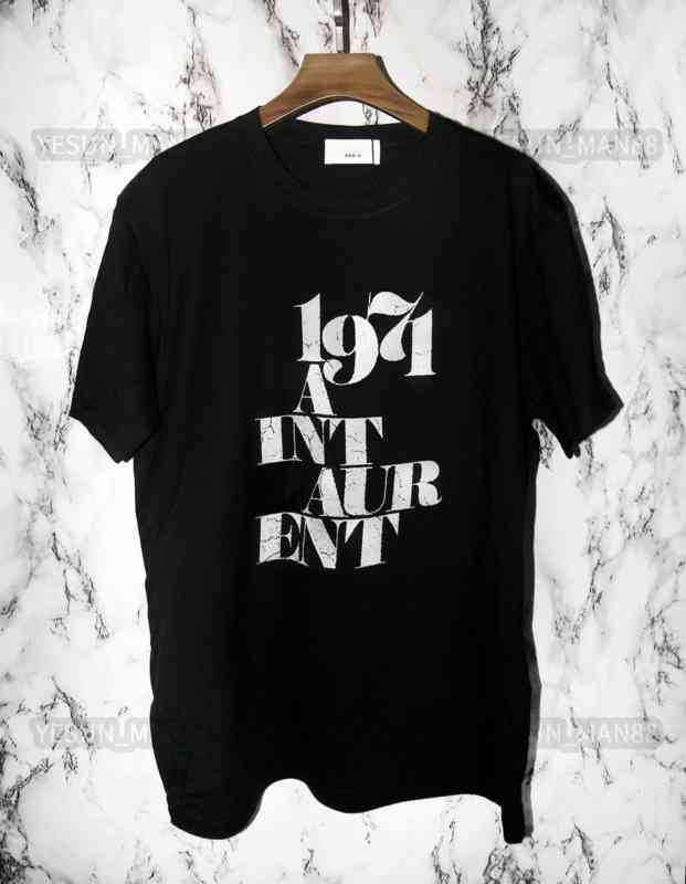

Designer Luxury Summer Ysls Classic 1971 Letter Printed SLP T Shirt Fashion Mens And Womens Couples Loose Crew Neck Tee, 22