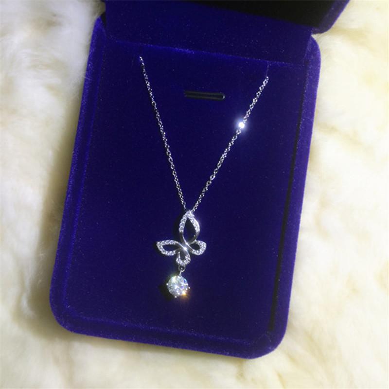 

Chains Long Chain Zircon Butterfly Charm Necklace Pendant Women Girls Wedding Fashion Jewelry Accessories Choker Dz849Chains