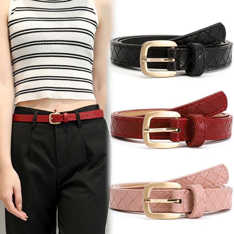 

Belts Casual Simple Leather Thin Belt For Women Designer Metal Buckle Waist Strap Female Jeans Dress Trouser Decorative Waistband, Black