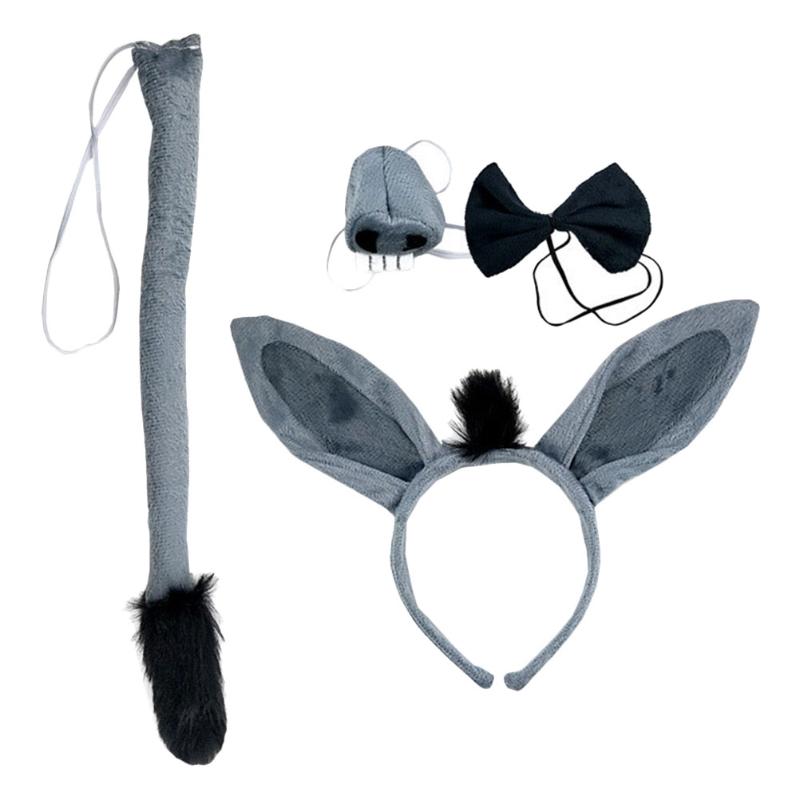 

Bandanas Set Of Donkey Costume Cartoon Headband Nose Tail And Bowtie KitBandanas