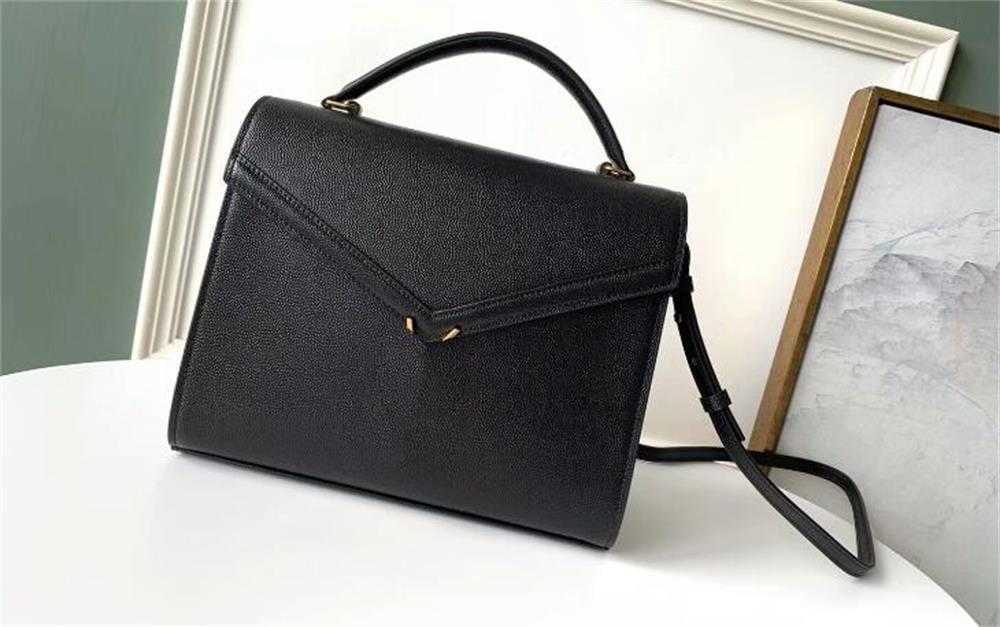 

5A top quality 578000 24.5cm Cassandra top handle medium bag grained embossed leather shoulder bag with dust bag