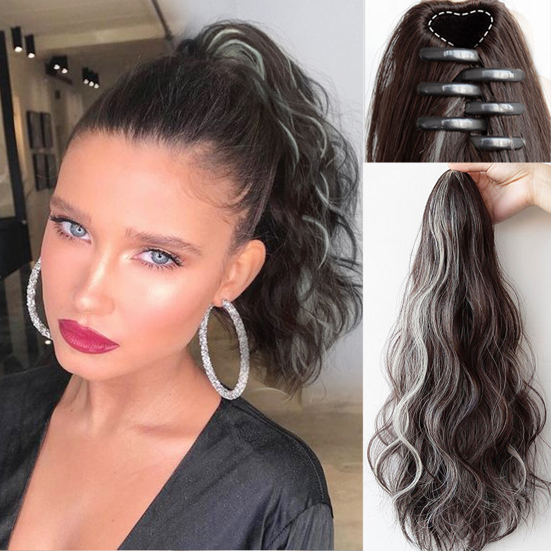 Costume Accessories Synthetic Claw Ponytail Drawstring Natural Fake False Hair Piece Long Curly Wavy Clip In Extensions Pony Tail for Women-image-772762090
