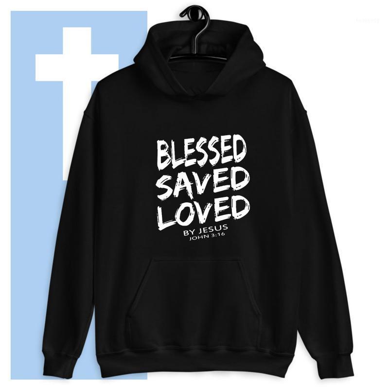 

Women' Hoodies & Sweatshirts Blessed Saved Loved By Jesus John 3:16 Hoody Casual Women Long Sleeve Jumper Christian Faith Clothing, Yellow-black text