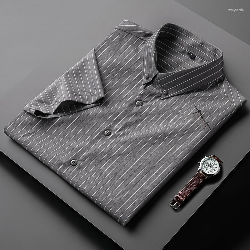 

Men's Dress Shirts Men Summer Short Sleeve Business Casual Male Stretch Slim Fit Mens Ice Silk Comfortable Blouses G89Men's Dway22, Gray