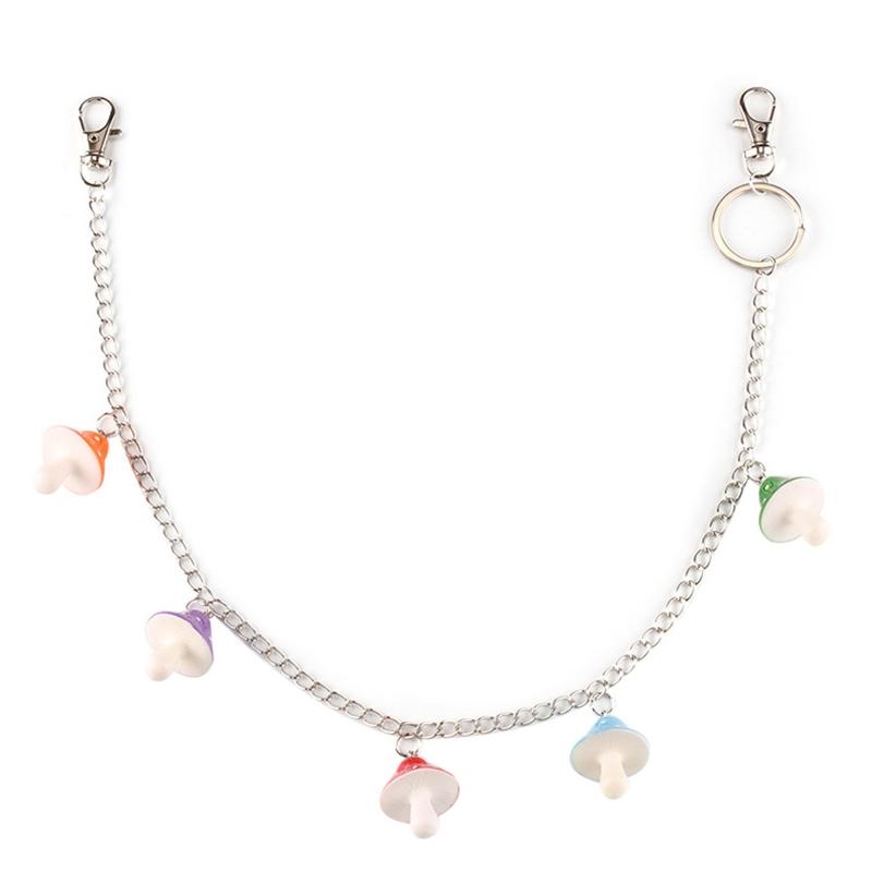 

Belts Pants Chain With Colorful Dangle Decor Alloy Wallet Charm Jeans Pocket Chains Hip Hop Rock Style For WomenBelts, Black