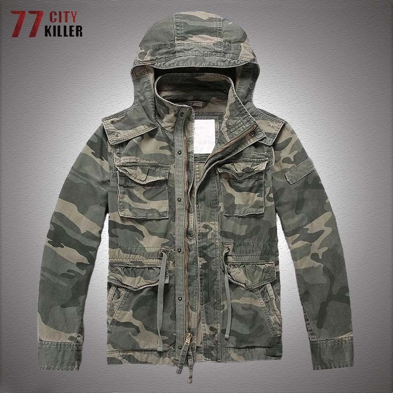 

Military Hooded Cargo Jackets Men Removable Hood Cotton Camouflage Multipockets Work Jacket Mens Wearresistant Tactical Coats 220816, Desert camo 2