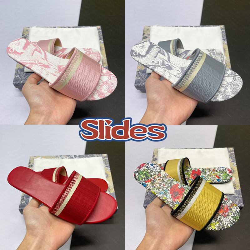 

Sandals Designer Paris Slippers women Slides Shoes summer beach striped causal flip flops flat Slide Loafers Floral Navy Embroidered Outdoor Sneaker with box, Double box