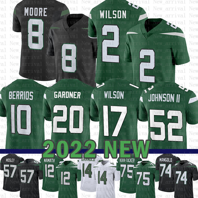 

2 Zach Wilson 8 Elijah Moore Football Jersey Ahmad Sauce Gardner Braxton Berrios Garrett Wilson Mekhi Becton Joe Namath Alijah Vera-Tucker Jermaine Johnson II Hall, Mens-p q j