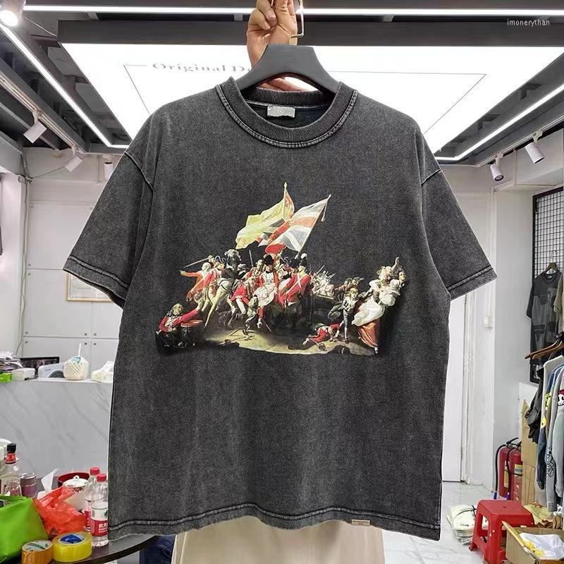 

Men's T-Shirts Hip-hop Vintage Floral Round-neck Short-sleeved T-shirt GuyMen's Imon22, Black