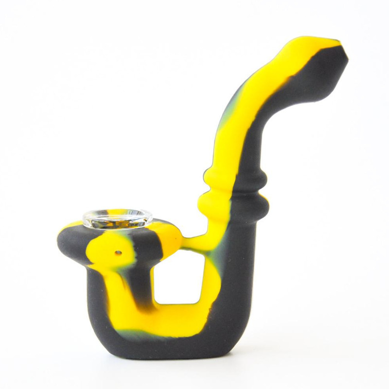 

Hookah L shape Silicone Pipes small bubble 5 inches height with glass bowl food grade material unbreakable silicon pipe