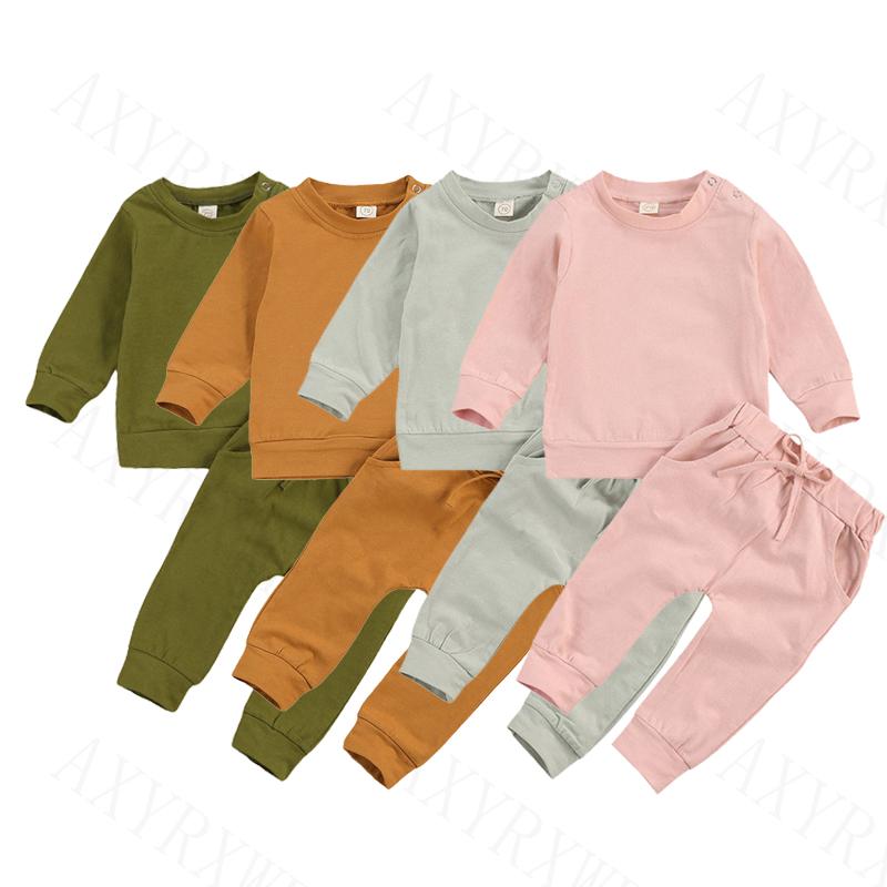 

Clothing Sets 0-24M Toddler Kids Baby Boys Girls Clothes Spring Autumn Born Candy Color Sweatshirts Tops Pants Cotton Casual TracksuitsCloth