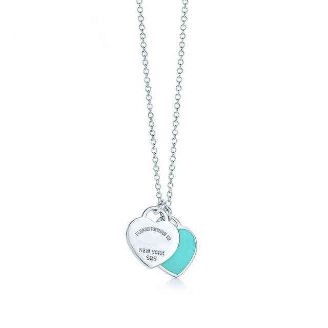 

Tiff necklace 925 silver pendant necklaces female jewelry exquisite craftsmanship with official classic blue heart wholesale Luxury H220409