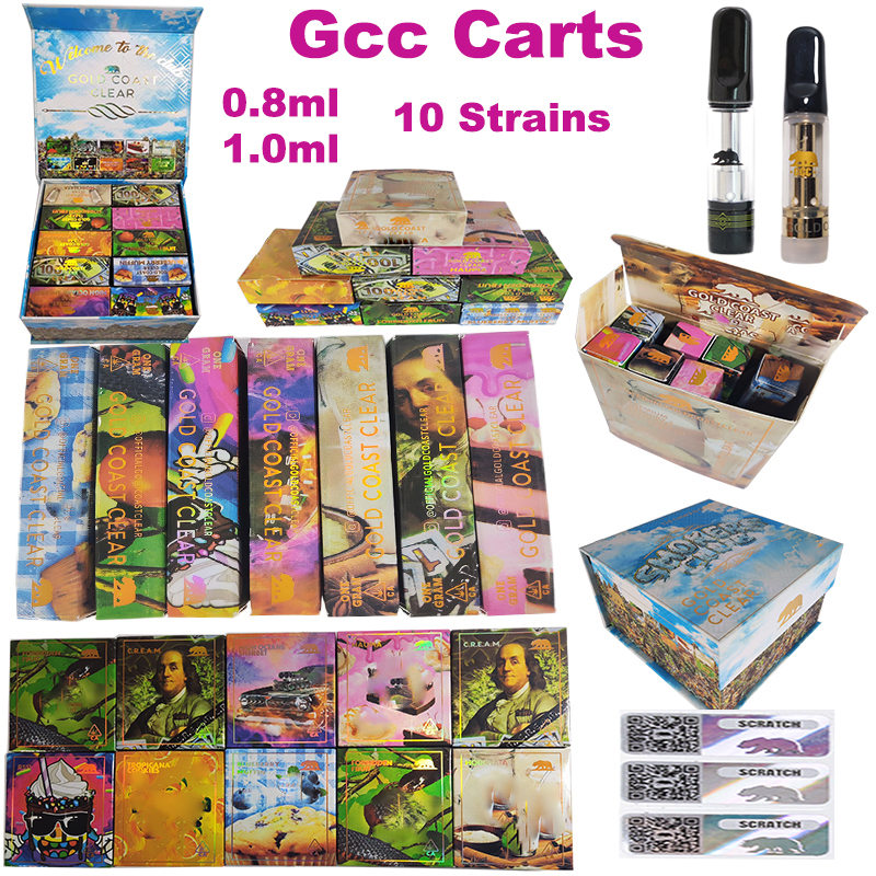 

Gold Coast Clear GCC Smokers Club Summer Editions Atomizers Vape Cartridges Packaging 0.8ml 1.0ml Ceramic Coil 510 Thread Carts Thick Oil cake ruby glo krt jeeter
