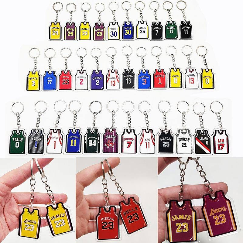 

Different Patterns On Both Sides Basketball Jersey Keychain Figure Pendant Backpack Key Chain Gifts For Fans Memorabilia, Multicolor