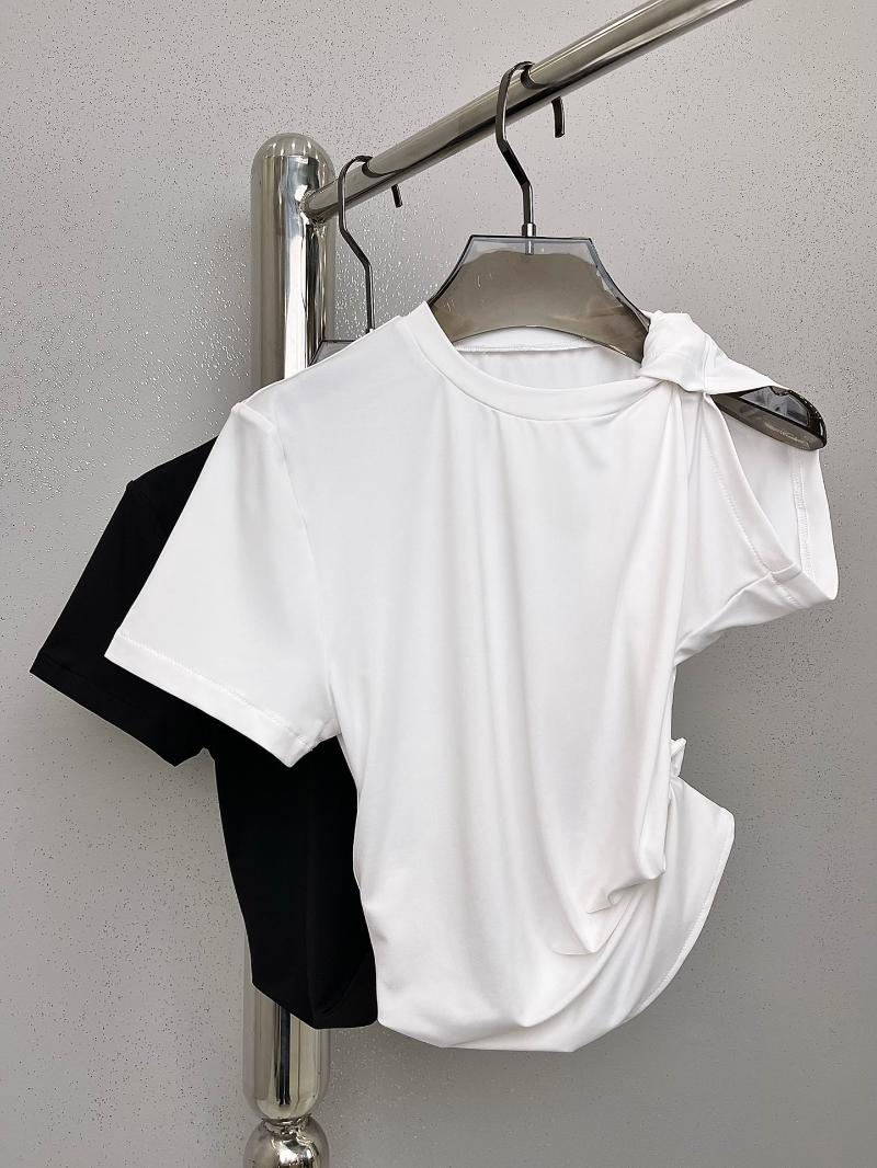 

Women' T-Shirt Women Fashion Short Sleeve Casual Gathered Asymmetric Top 0702Women