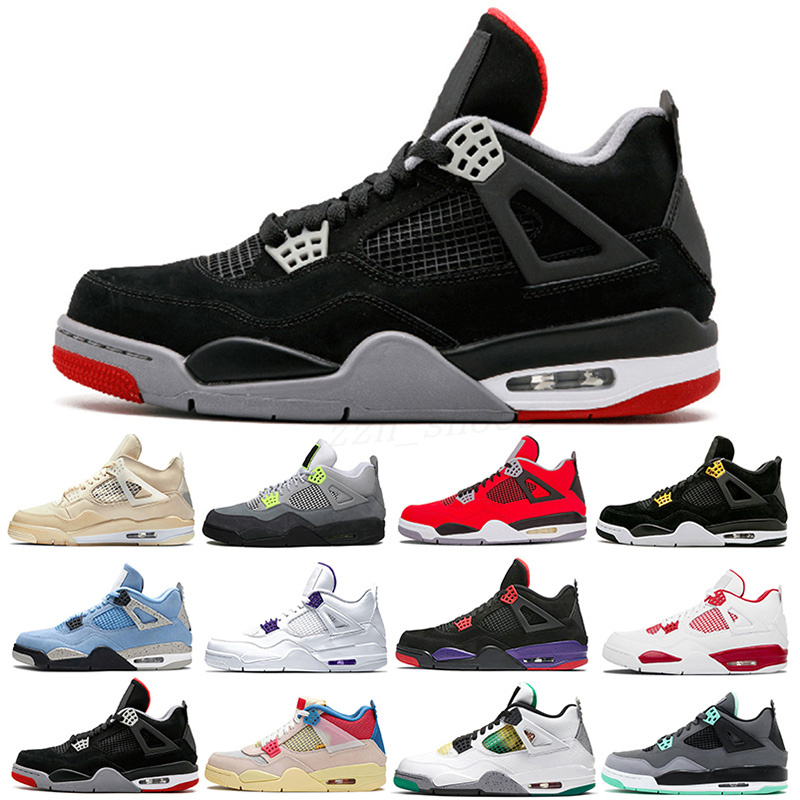 

2022 Wholesale Jumpman 4 4s Men Womens Basketball Shoes White Cement Cactus Jack Neon Court Purple Bred Mens Trainers Sports Sneakers 36-46 PR08, #9