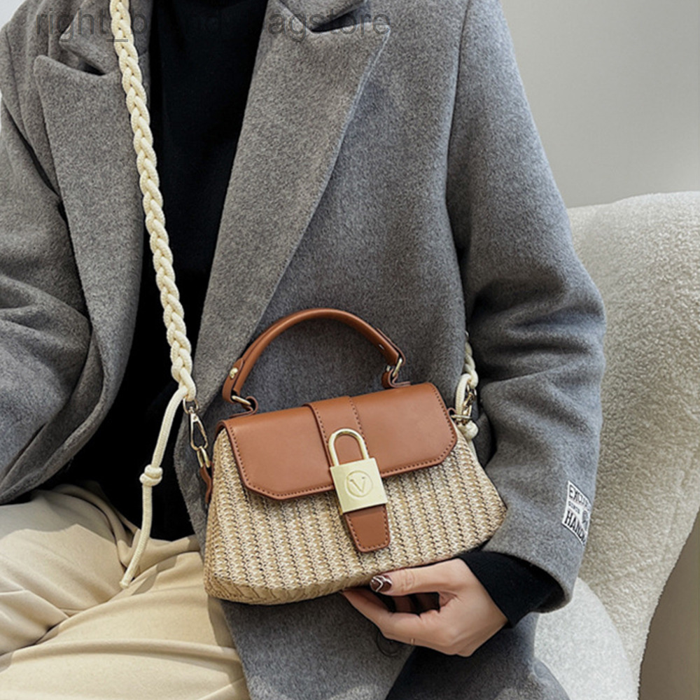 

Designer Luxury Rattan Beach Shoulder Bag Fashion Woven Straw Bag Handbags for Women 2020 Bohemian Rope Belt Crossbody Bags Tote W220813, White