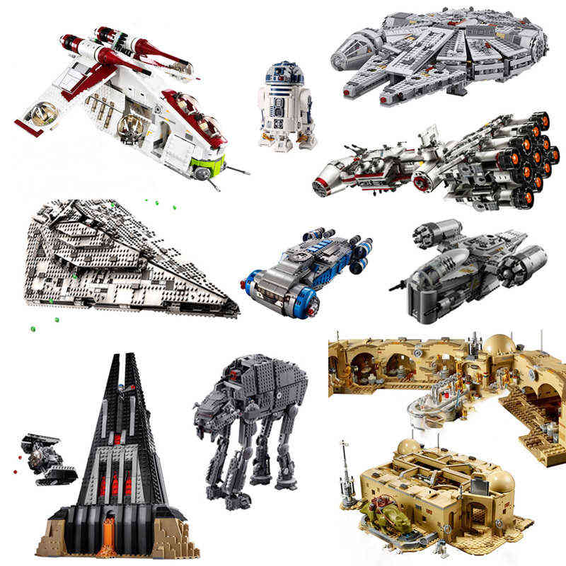 

Star Spaceship Building Blocks MOC Space Ship Brick Razor Fighter Crest Gunship Millennium Falcon Figure Toys for Boys Gift Kids G220524