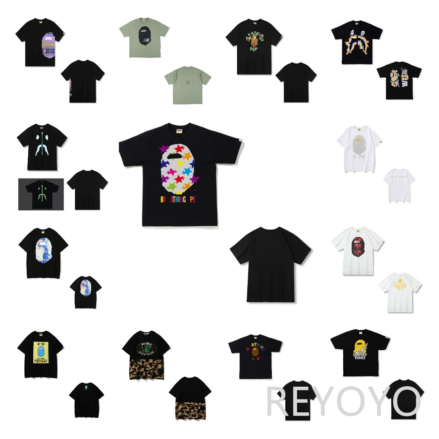 

Apes Men's T-Shirt Letter Print Casual Summer t shirt Breathable Short Sleeve Hip Hop Street Women's tShirt 2022 New 01041205, 1pcs buttons