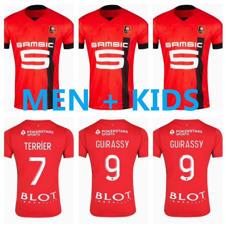 

22 23 Stade Rennais soccer jerseys Men kids Doku TERRIER BOURIGEAUD Guirassy kitTerrier 2022 2023 maillots Rennes Niang Camavinga Bourigeaud DOK football shirts, Kids size