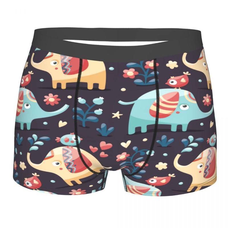 

Underpants Mens Boxer Sexy Underwear Cute Elephants Birds Plants Jungle Flowers Hearts Male Panties Pouch Short Pants, Black;white