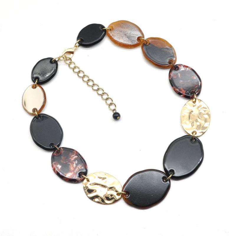

Chokers Fashion Short Acetate Gold Metal Beads Link Chain Necklace For Women