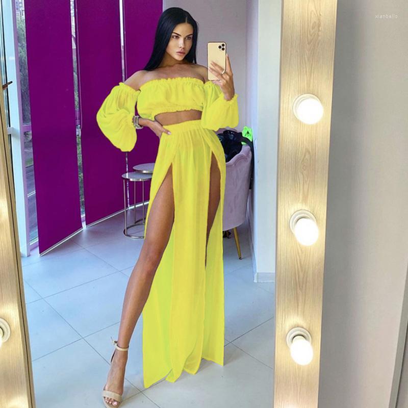 

Women's Swimwear 2022 Sexy Summer Women Ywllow Chiffon Beach Dress Puh Up Bikini Cover Ups Off Shoulder Bathing Suit Swimsuit Wholesale, Orange