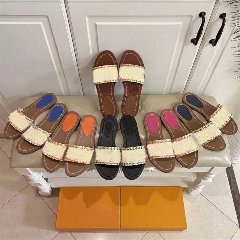 

Designer Women Slippers LOCK IT Sandals Classics Letters Embroidered Printing Flat Mules Sandal Floral Slides Summer Lady Luxury Rubber