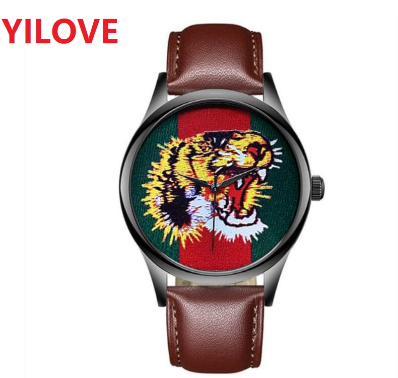 

Top model Women Men Lady Quartz Watches 40mm 45mm Casual bee tiger snake skeleton black red white leather Strap Clock Luxury female birthday gifts Wristwatches, As pic