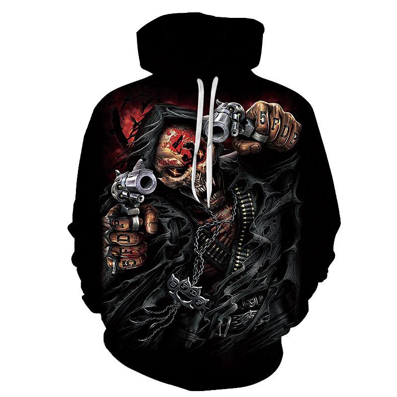 

Men's Hoodies & Sweatshirts Vintage Hoodie Double Gun Skull Men Oversized Ghost Clothes Fashion Street Hip-hop Harajuku Tops SweatshirtMen's, Cbw-5050