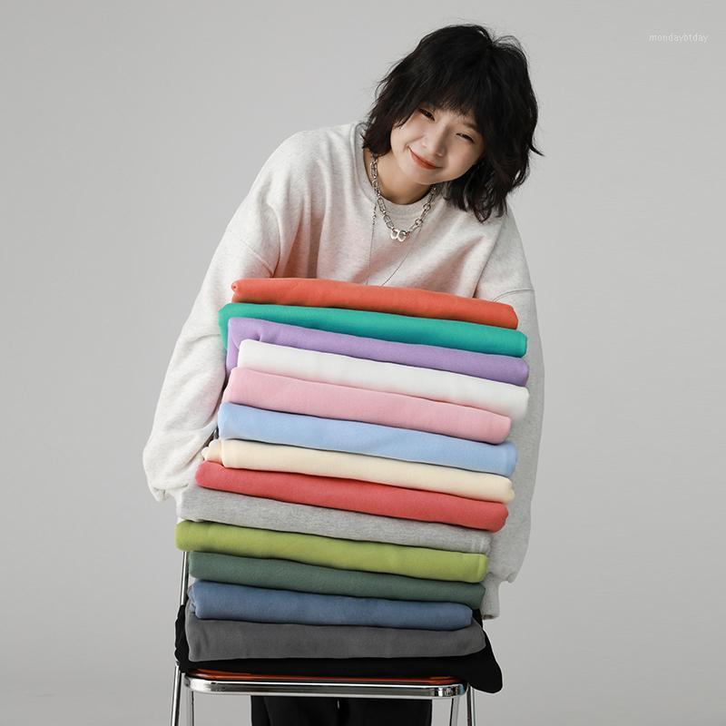 

Women's Hoodies & Sweatshirts Women Solid Color Basic For Korean Fashion Trends Casual Clothing Teenage Oversized High Quality Pullover Stre, Qing-cao-green