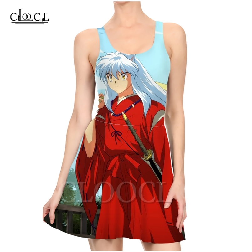 

Japanese Anime Inuyasha Elegant Dress 3D Print Women Summer Sleeveless Sexy Dresses Fashion Slim Dress 220617, Dress women 2