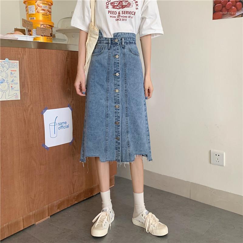

Skirts Skirt Women' 2022 Spring And Summer Season Single Breasted Irregular Medium Length High Waist Buttock A-line, See chart